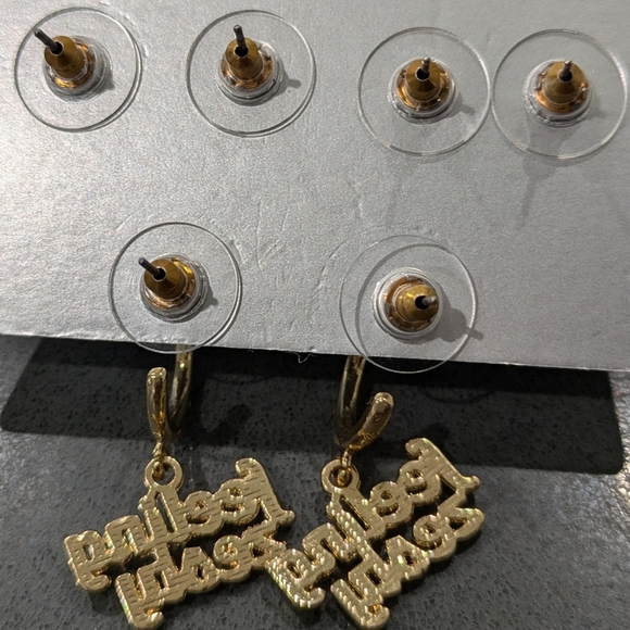 Cute earring set-lemon & champagne stud earrings, feeling zesty dangle earrings - Picture 5 of 5